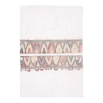 Tapis Kilim en laine et coton beige fait main turc vintage des années 1970 107x157