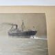 Aquarelle paquebot Noir en Mer Signé TABOUREAU Georges dit Sandy-Hook (1879