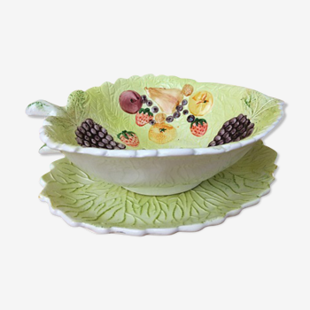 Vintage ceramic fruit basket and flat bottom sound