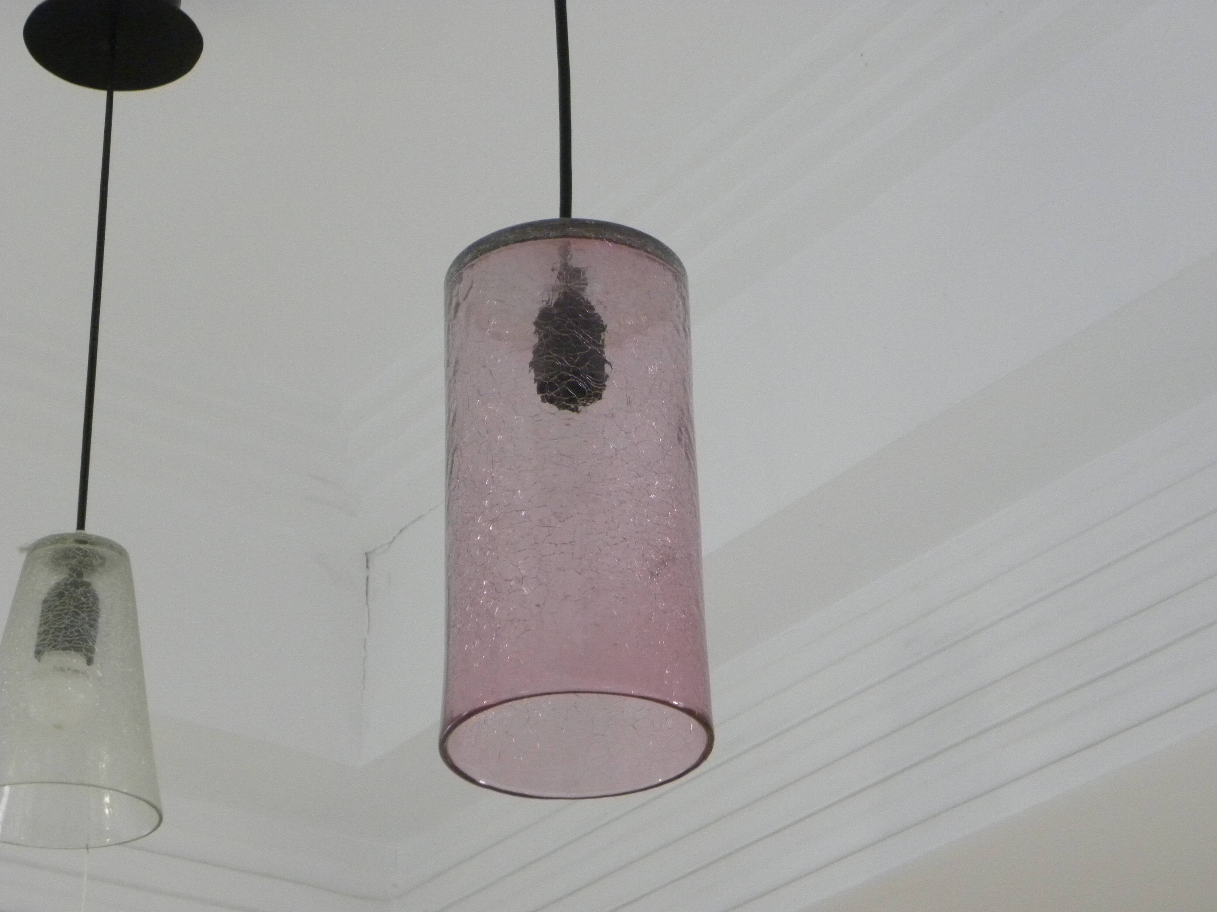 Cylindrical pink cracked glass ceiling lamp Retro design light fixture