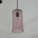Cylindrical pink cracked glass ceiling lamp Retro design light fixture