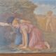 Painting on wood "Cupid and a couple at the fountain".