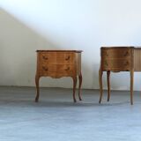 Vintage 1960s Danish Modern Oak Nightstands, Henning Kjærnulf Baroque style