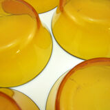 10 amber yellow tempered glass cups - Duralex France - vintage 70s