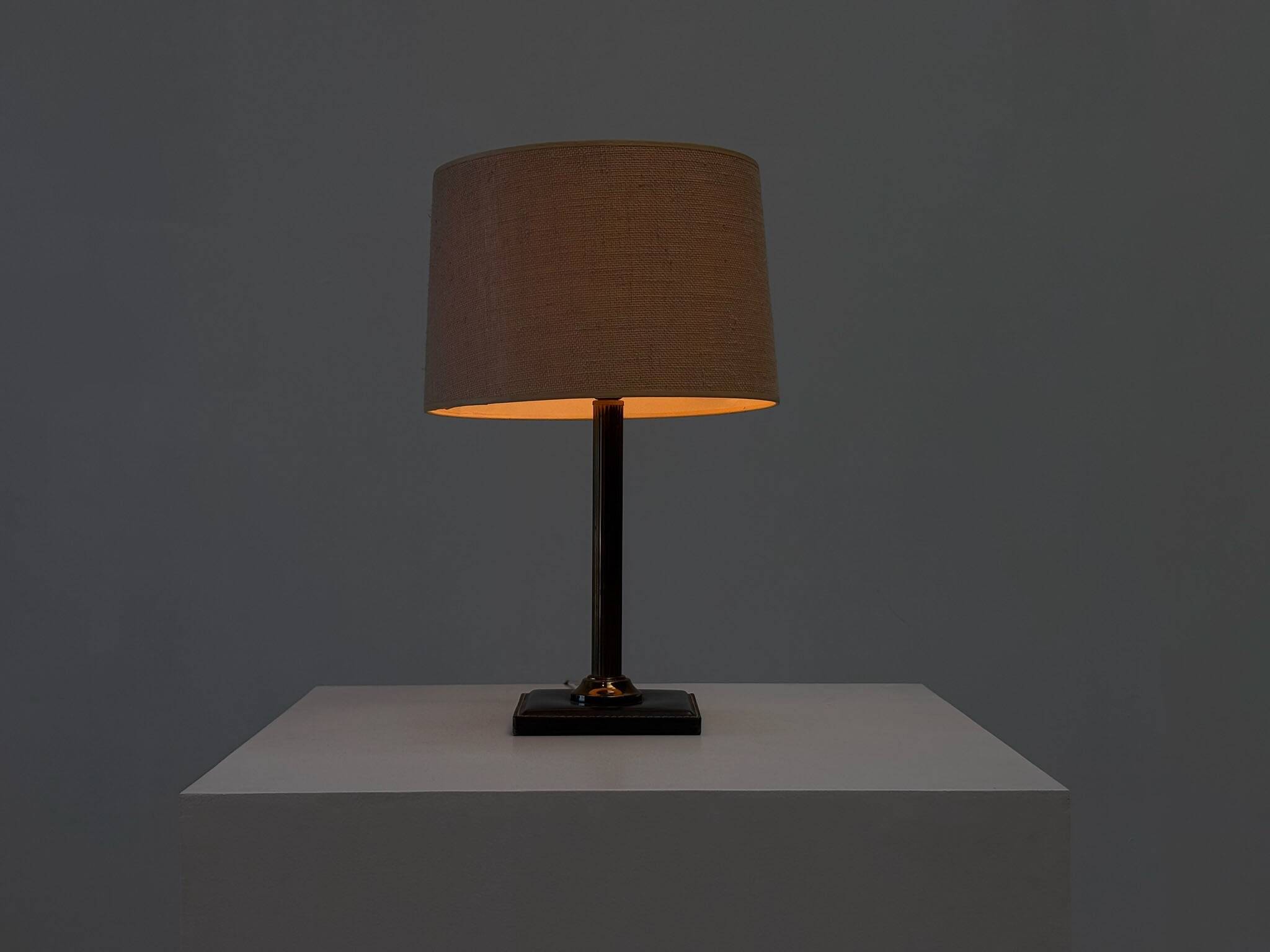 Black leather table lamp