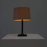 Black leather table lamp
