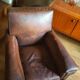 Leather and jacquard club chair