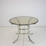 Midcentury Chrome and Glass Dining Table, Italy 1970s