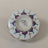 Hand painted ceramic ashtray vintage floral pattern blue decoration
