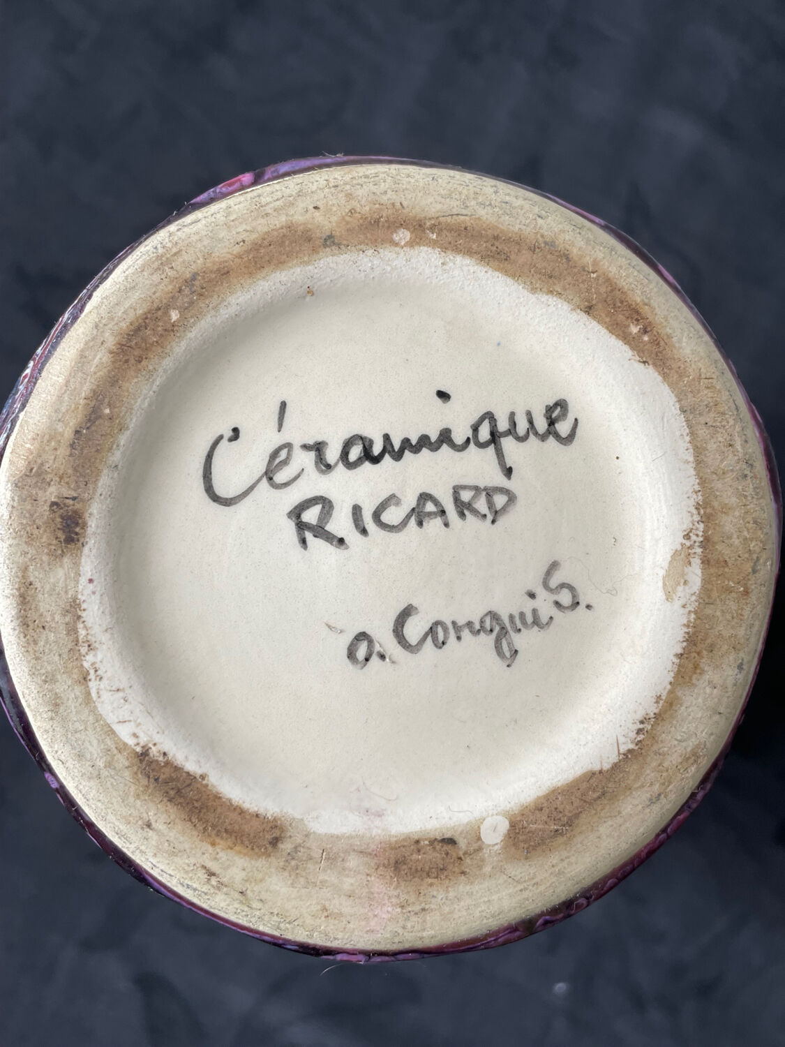 Ricard ceramic pitcher signed o.conguis