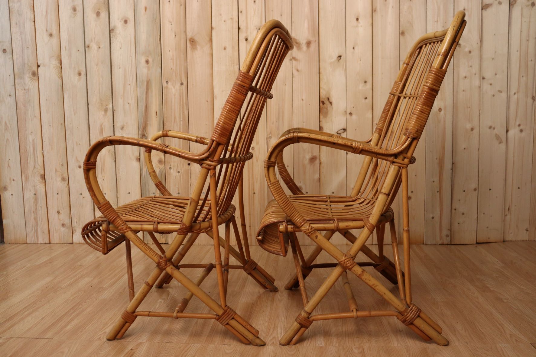 Pair Rattan Armchairs