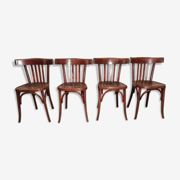 Set de 4 chaises bistrot Fischel assises "crocodile" 1935