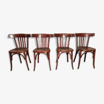 Set of 4 chairs bistro Fischel seated "crocodile" 1935