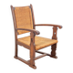 Modernist Brutalist Armchair in Rush and Oak, 1950s