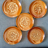 Set of 5 small plates, retro Polish ceramic Pruszkow