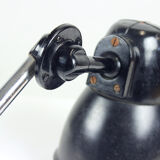 Applique murale industrielle en bakélite noire & chrome, Tchécoslovaquie années 1950