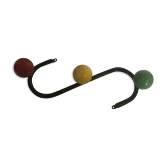 Porte manteau 3 boules de couleur vintage