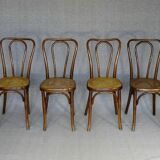 4 Thonet Mundus N°A 48 caned bistro chairs 1930