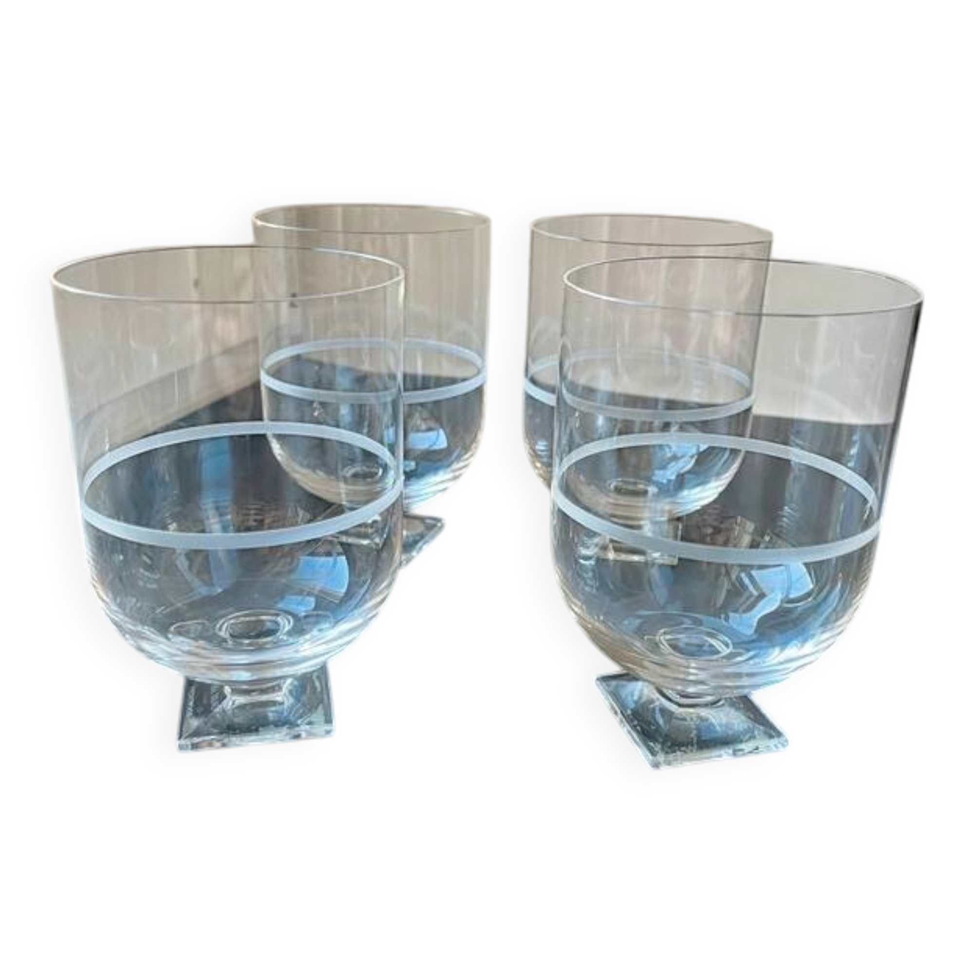 4 Vera Wang Wedgwood "Bande" collection glasses - 11 cm