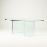 Vintage glass dining table, 1980s