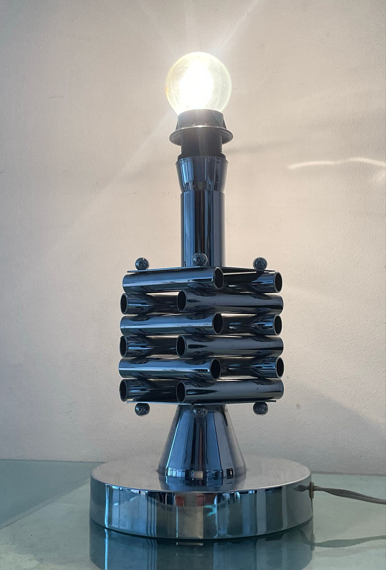 1970s Italian chrome metal lamp base