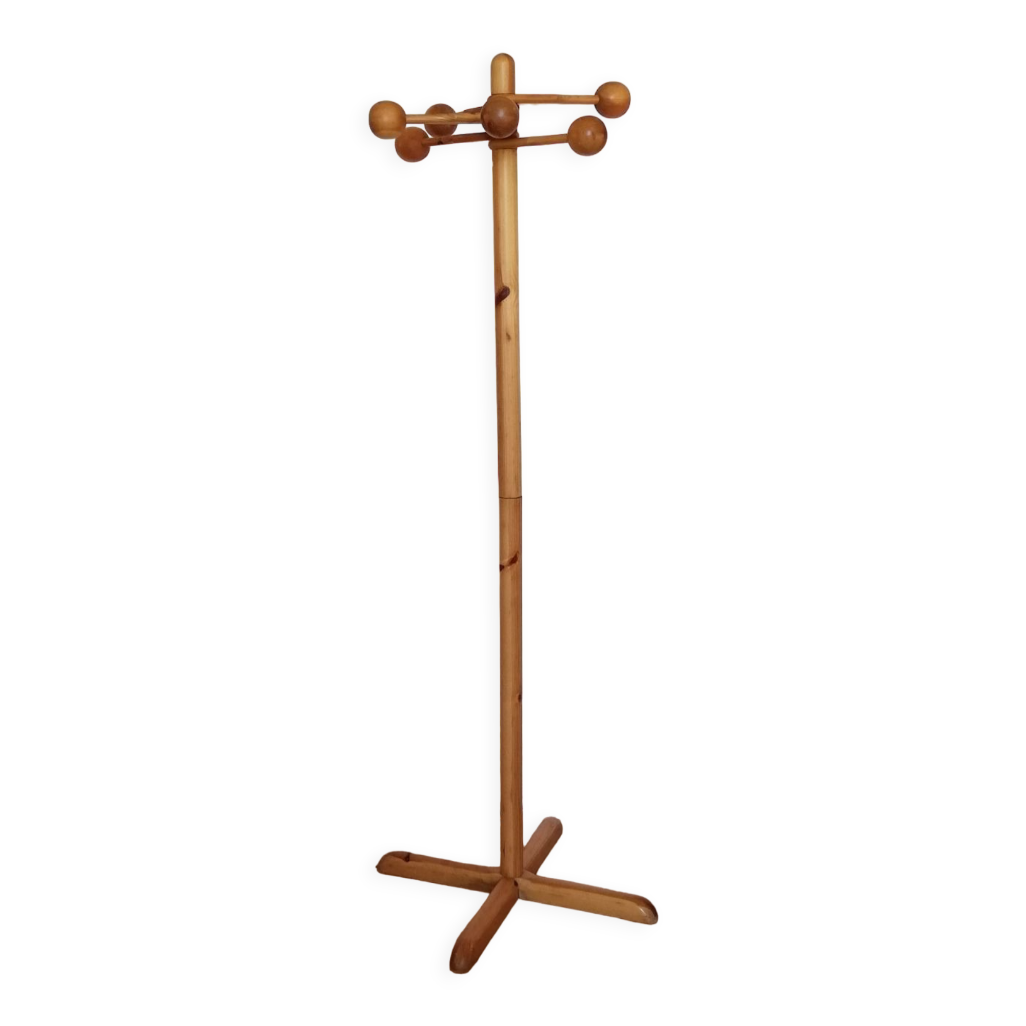 Swedish coat rack in solid pine circa 1970