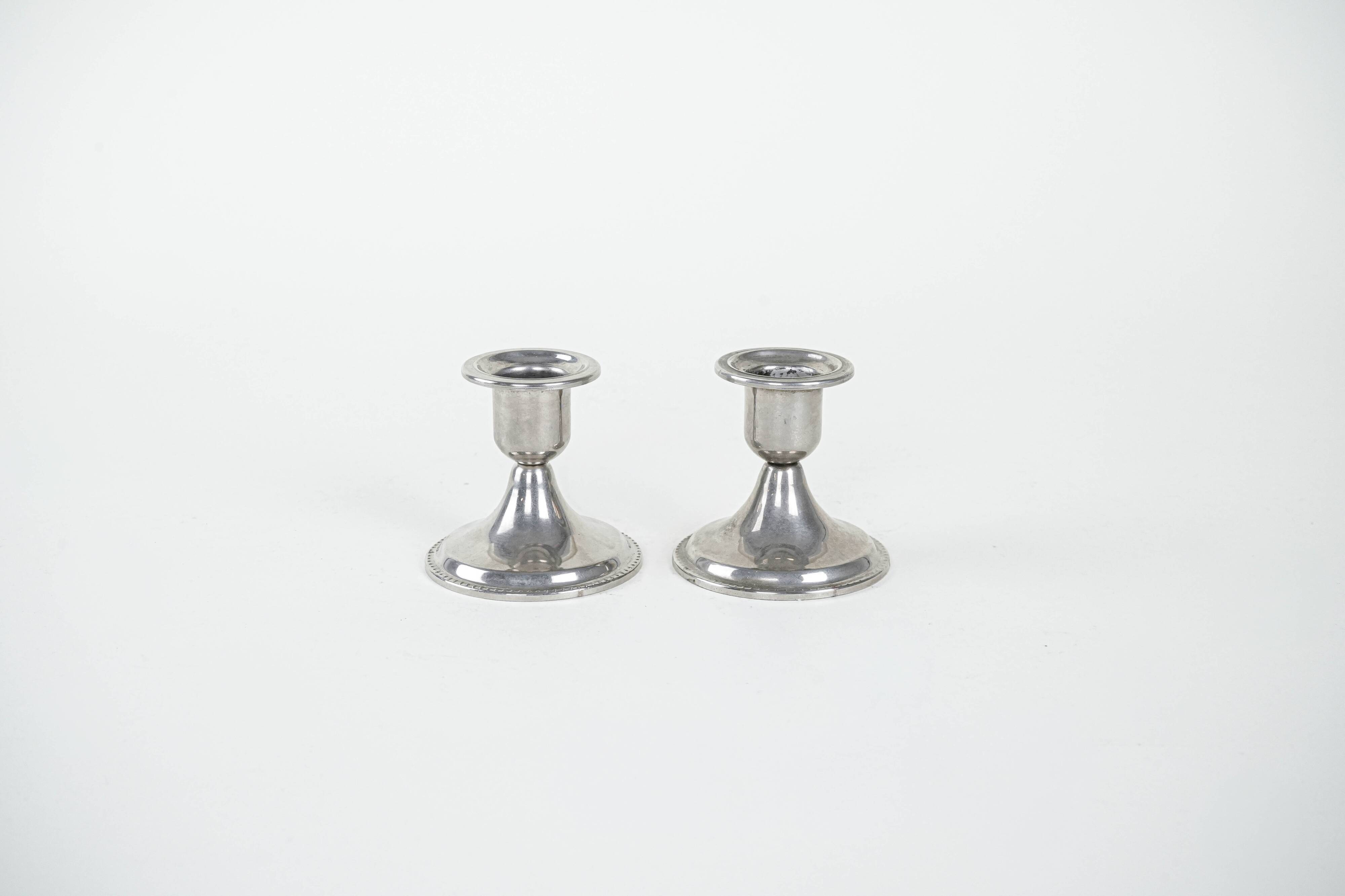 Set of metal candlesticks, Italian design, 1970s, made in Italy