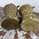 Pair of vases, solid bronze, gilded, early 20th century work, dove decoration, sheaf of wheat, art