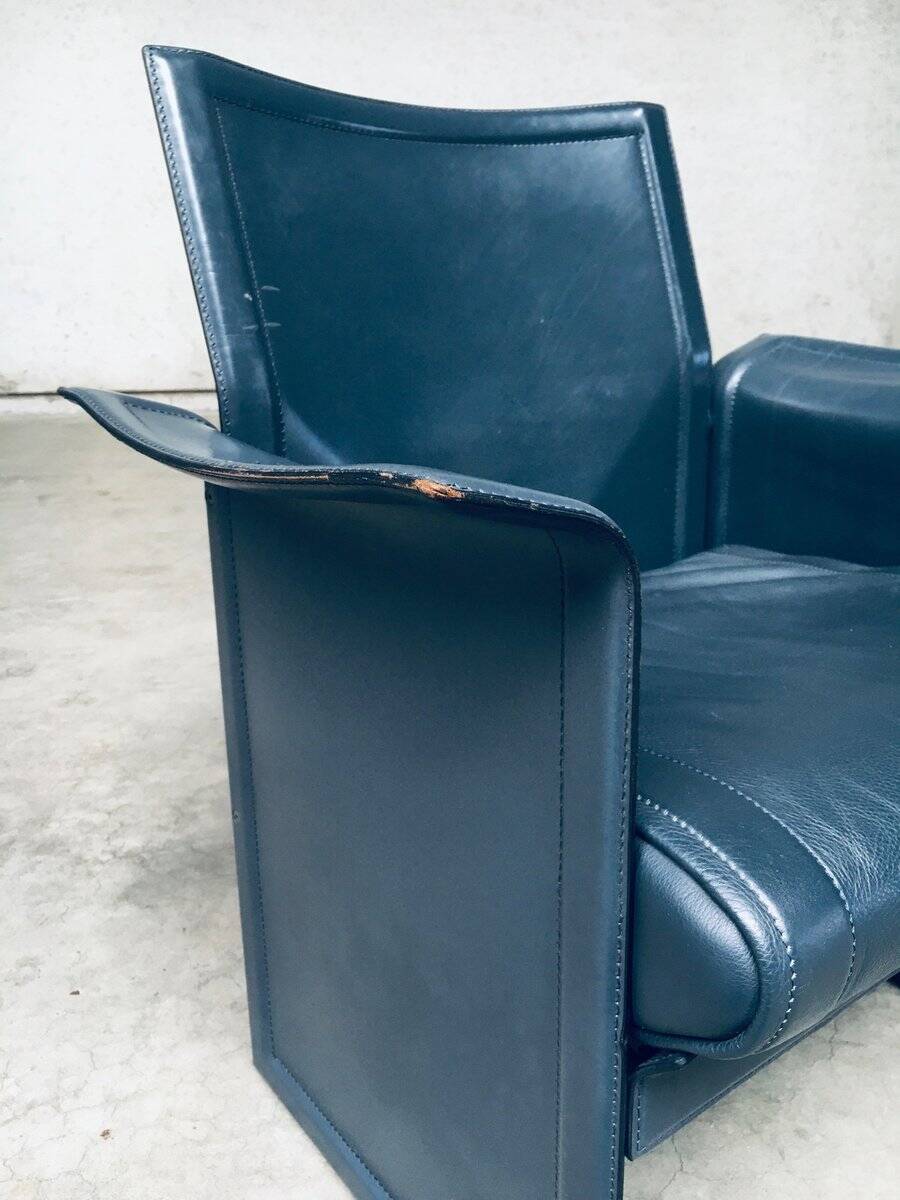 Postmodern Korium KM1 Leather Armchair by Tito Agnoli for Matteo Grassi, Italy, 1980s