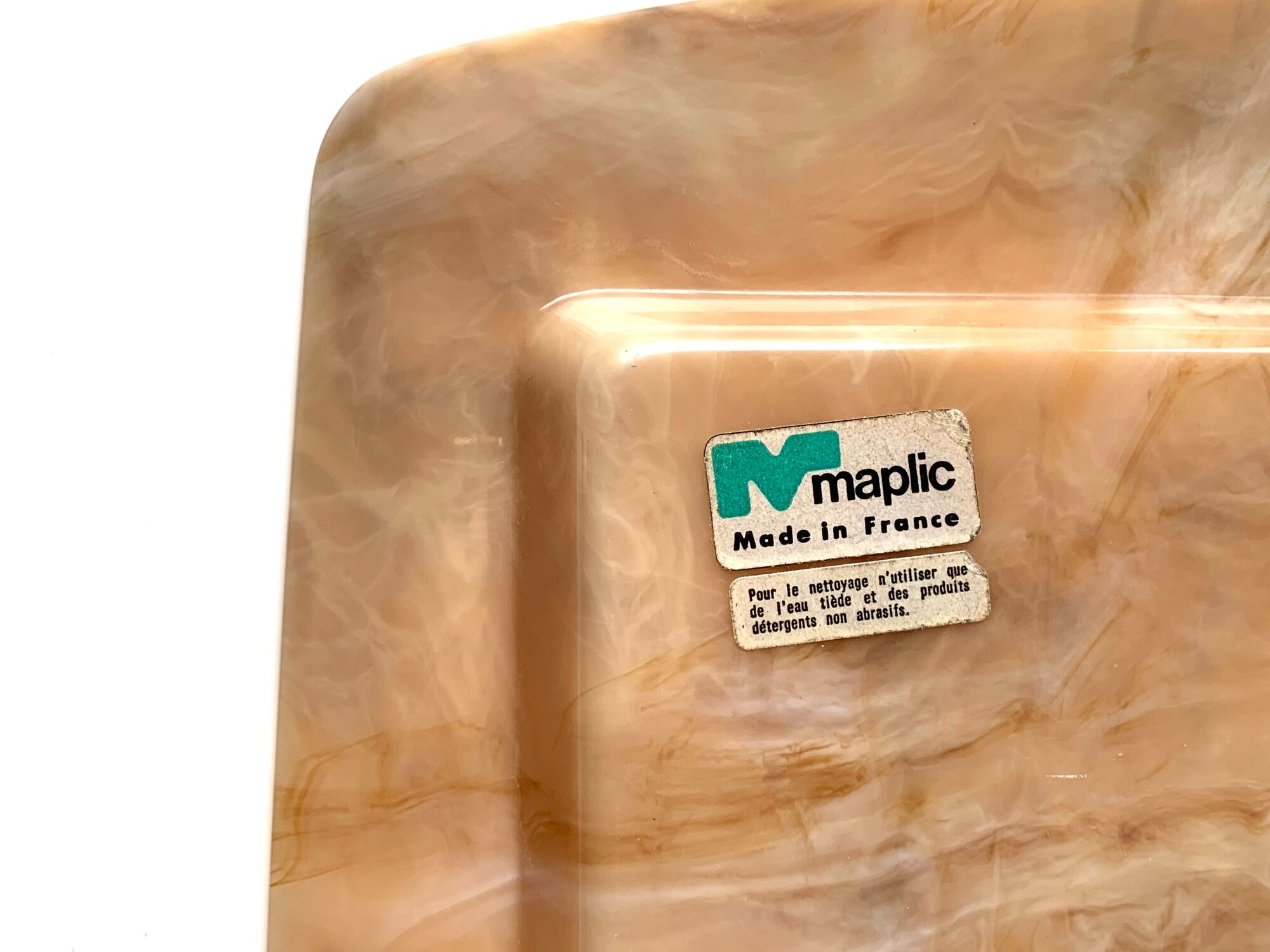 Marble-style rectangular plastic Maplic tray, 1960s