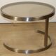 Table basse d'appoint vintage en acier brossé et verre, 1970