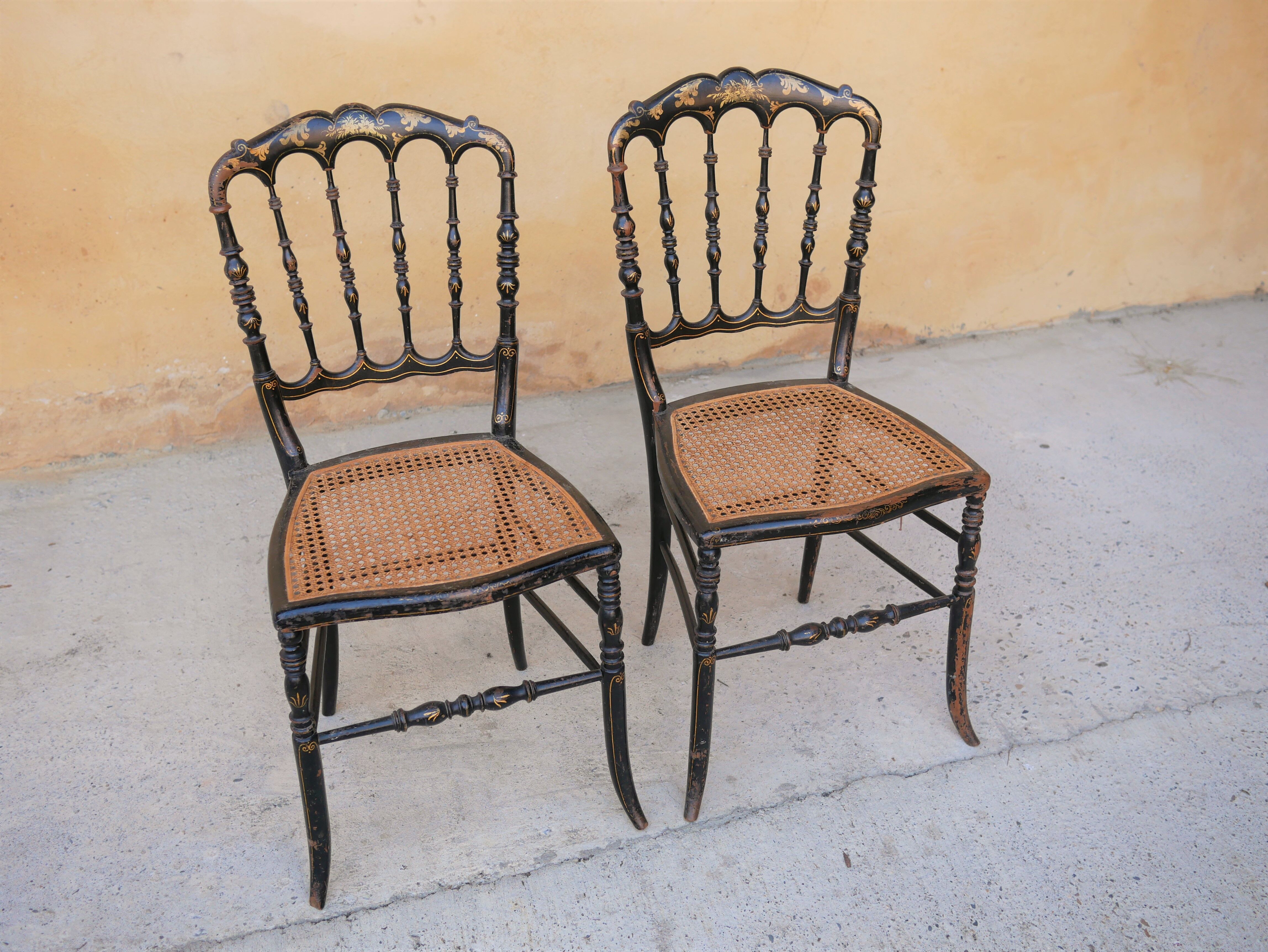 Napoleon III wooden and canning chair, 1920s