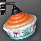 Vintage hinged wall lamp, opaline glass and country décor