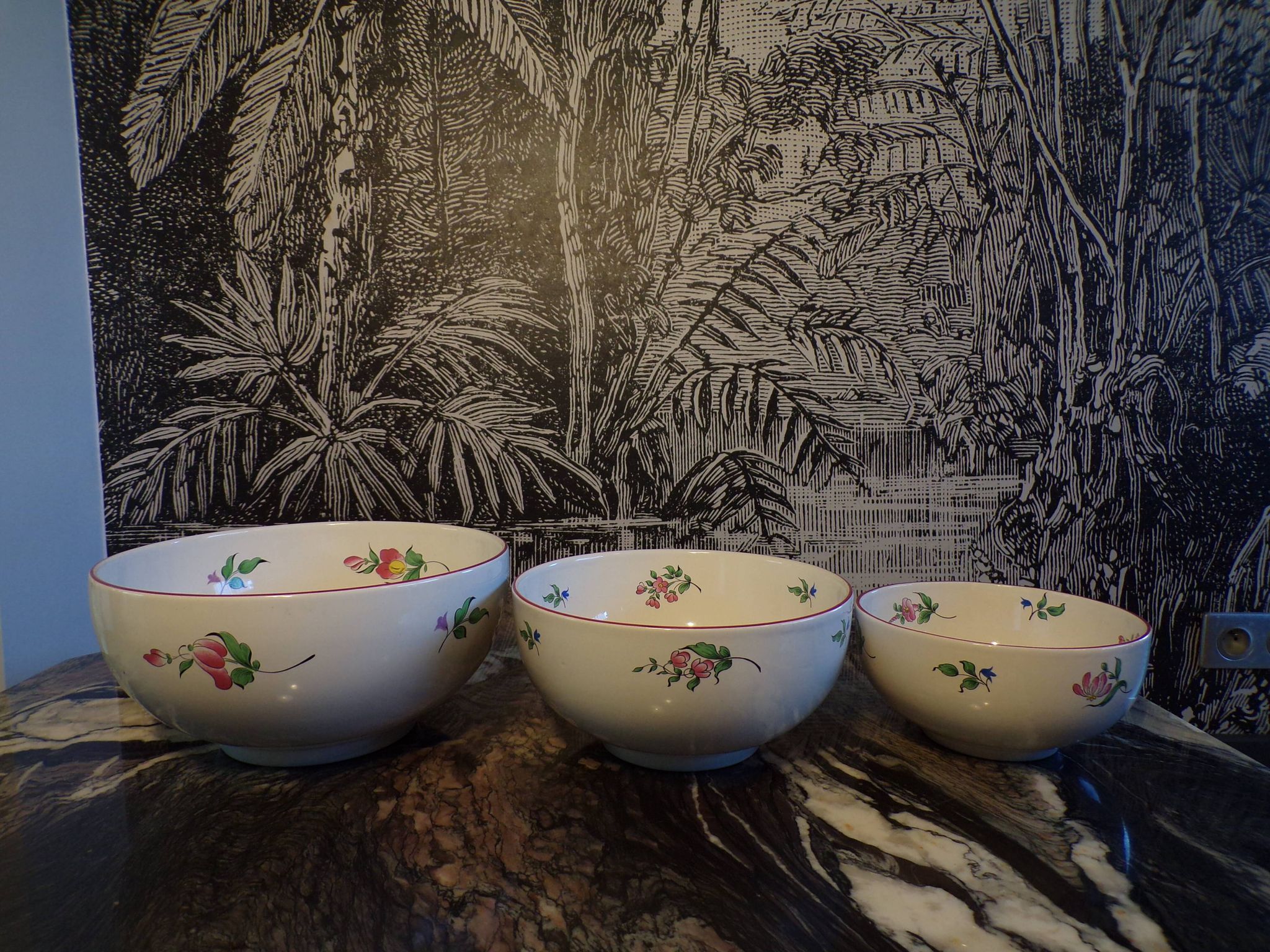 Set of 3 Lunéville salad bowls Kg Réverbère