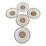 5 assiettes plates anciennes en faïence Sarreguemines