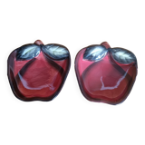 Set of 2 small Apple-shaped Barbotine cups