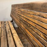 Industrial style metal and wood bench