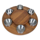 Turntable for fondue with its bowls. Lazy Susan Stelton