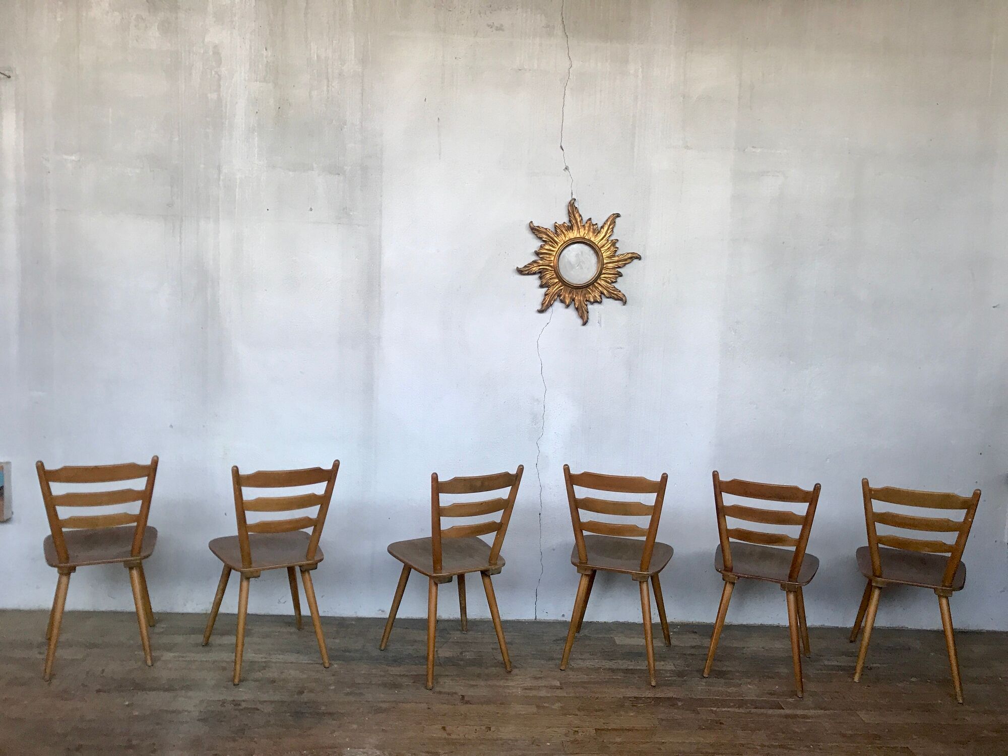 Series of 20 Scandinavian chairs or vintage wooden bistro