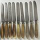 11 cheese/dessert knives with horn and steel handles, T-D Paris