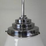Art Deco pendant lamp with ribbed white globe, 1930s