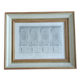 Architectural pencil drawing of the woodwork of the Rouen Cathedral Chapel