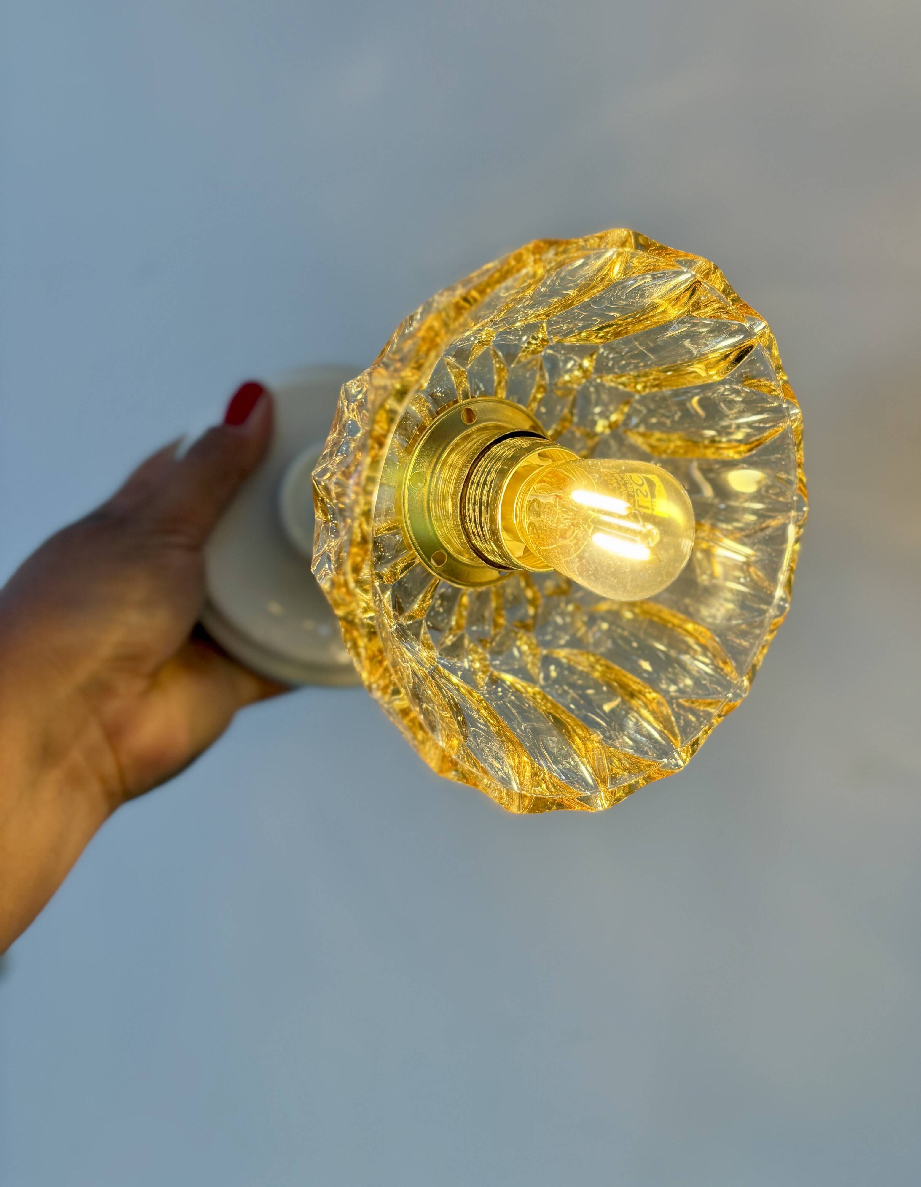 Vintage amber glass lampshade - tableware collection