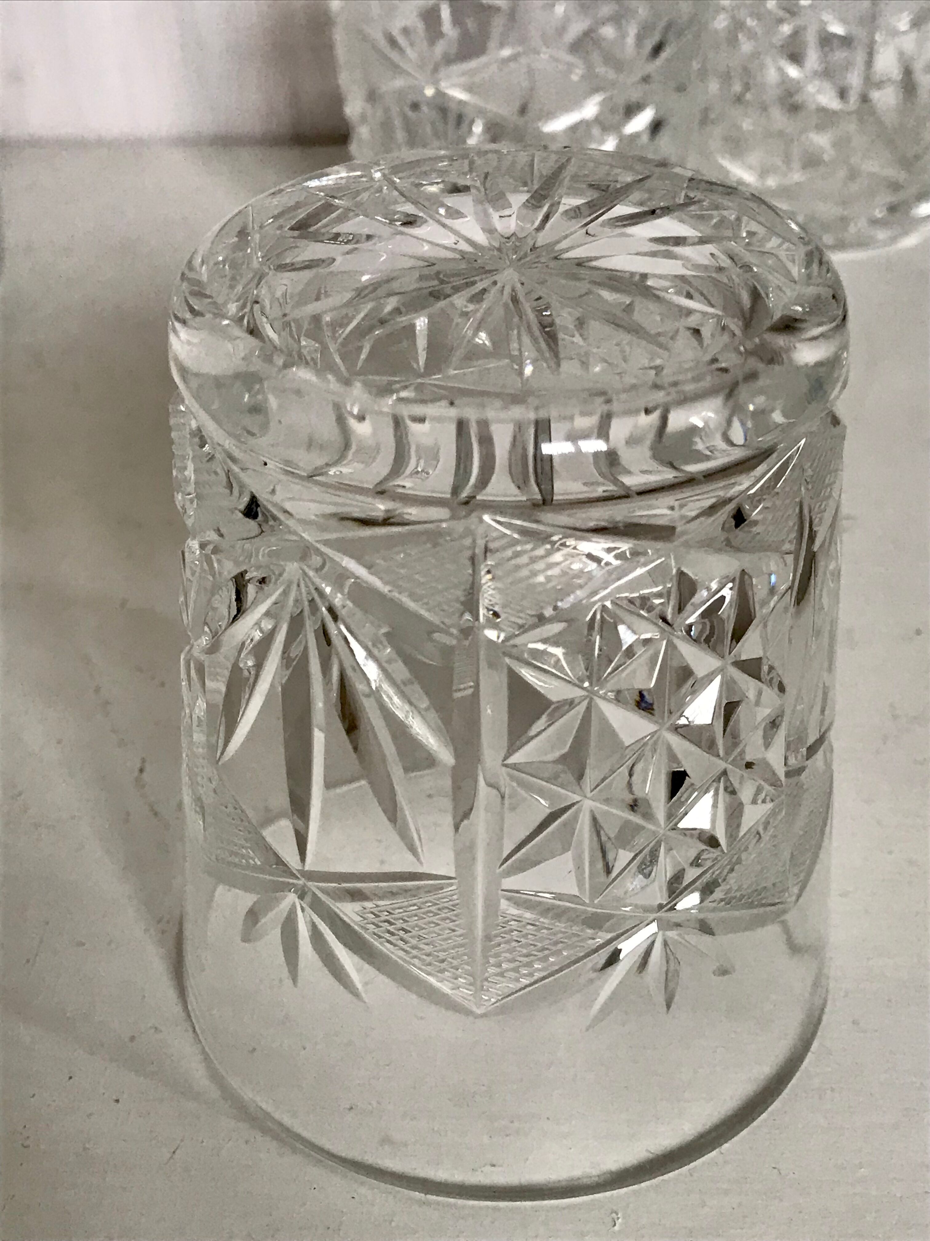 Set of 5 crystal whiskey glasses