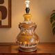 Large caramel and cream glazed ceramic lamp – Relief decoration and double lighting