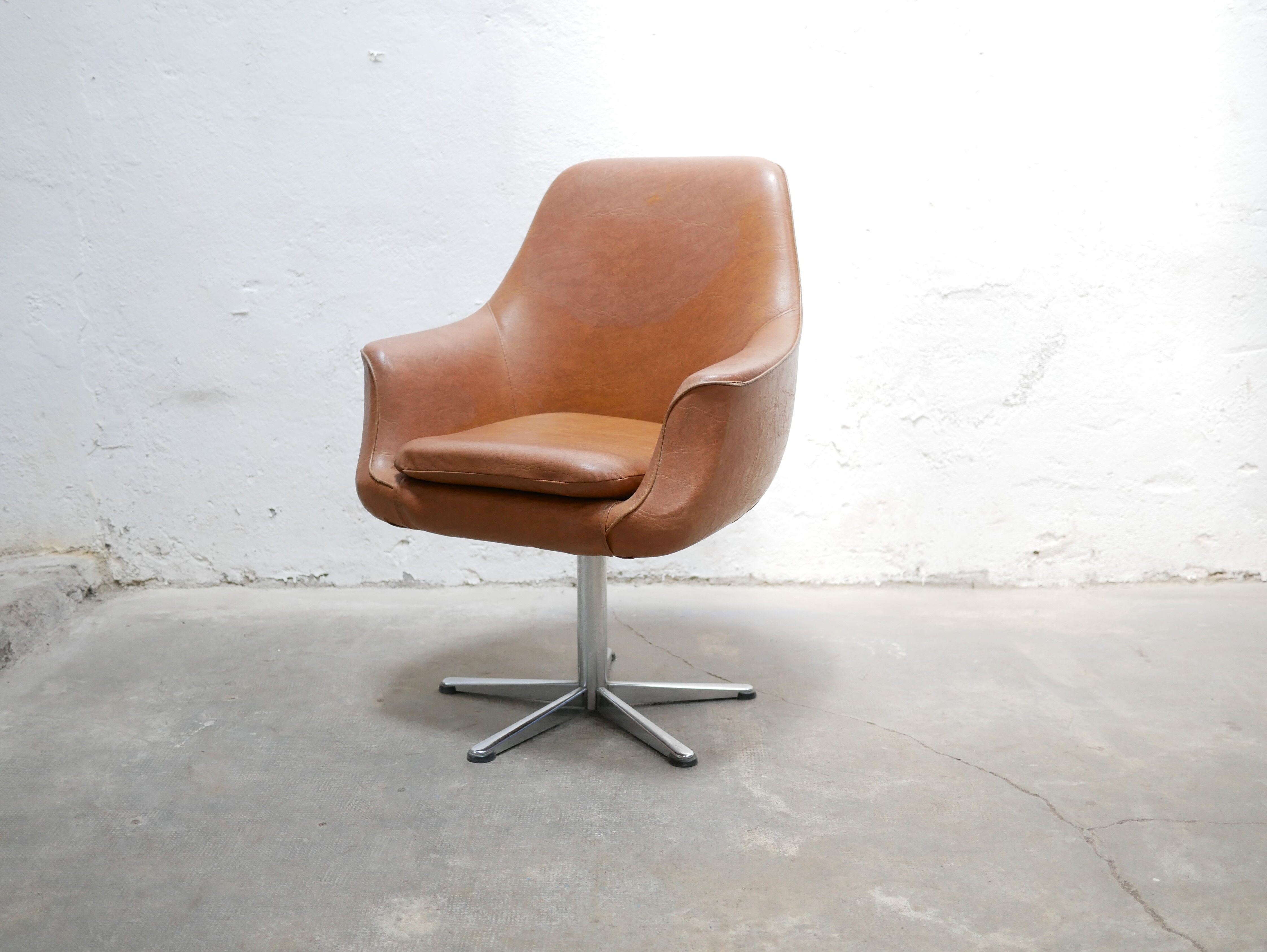 Vintage swivel desk chair in imitation leather