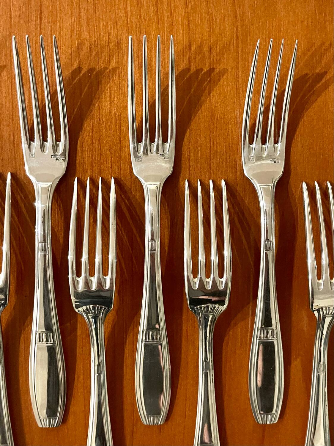 Ercuis, dessert cutlery, fruit and cheese, 36 art deco pieces