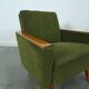 Fauteuil vert avec dossier en bois de teck