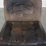 Gray leather design armchair from the 70s