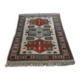 1960's Vintage Turkish Milas Handmade Wool Cotton Red Blue Area Rug 130x180